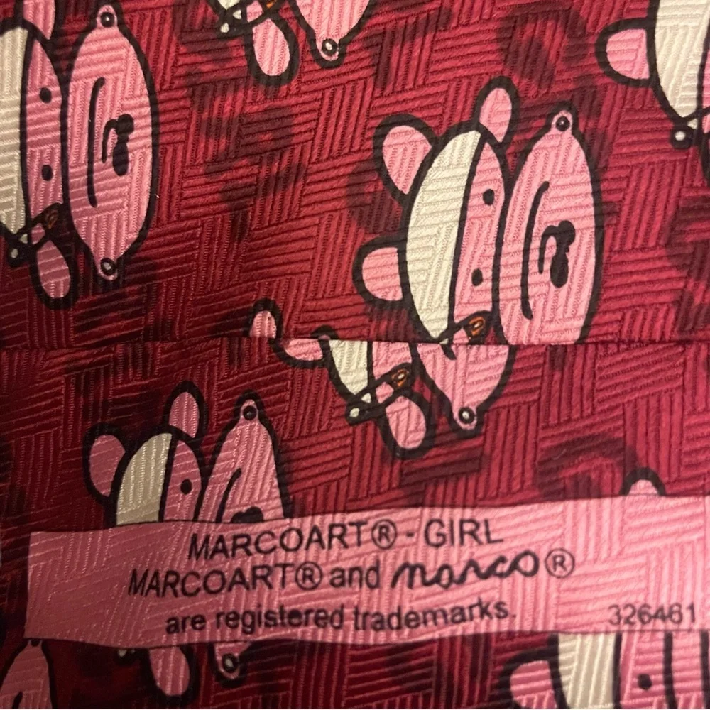 IT'S A GIRL-MARCOART Silk Tie Pink/Red RALPH MARLIN gender reveal,‎ announcement